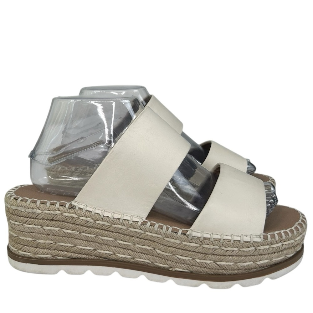 ESPRIT Katalina Off White Espadrille Platform Wedge Slide Sandals Womens SZ 7.5